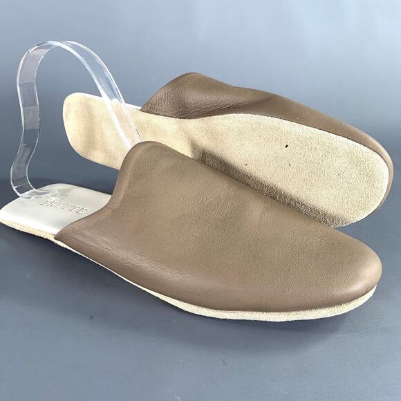 FRETTE Size 9 Grey Taupe Leather Slippers Loafers main image 4